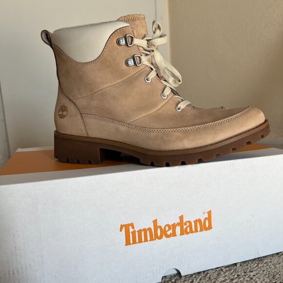 Timberland Ellendale Women's 9.5M Lace-Up Boots Light Beige Nubuck - Picture 3 of 16